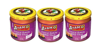 Thai Food  : AYAM™ Sauce Satay Thaï | 100% Ingrédients Naturels | Haute Qualité | Saveurs Authentiques Thaï | Cuisiner chez Soi | BBQ | Alimentation Saine | Sans Gluten | Sans Conservateurs – 220g – Lot de 3